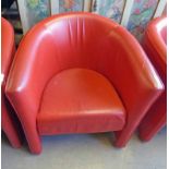 21ST CENTURY RED LEATHER TUB CHAIR 77 CM TALL