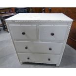 PAINTED PINE TABLE TOP CHEST WITH 2 SHORT OVER 2 LONG DRAWERS 51 CM TALL