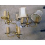 SET OF 3 DOUBLE BRASS WALL LIGHTS