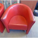 21ST CENTURY RED LEATHER TUB CHAIR 77 CM TALL