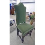 SET OF 6 19TH CENTURY OAK DINING CHAIRS IN GREEN COVERING 116 CM TALL