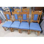 SET OF 6 LATE 19TH CENTURY OAK CHAIRS ON TURNED SUPPORTS