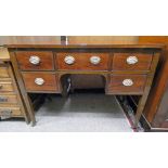 19TH CENTURY MAHOGANY DESK WITH 5 DRAWERS & SQUARE SUPPORTS Condition Report: