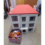 20TH CENTURY DOLLS HOUSE & CONTENTS OF FURNITURE 100CM TALL