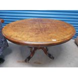 LATE 19TH CENTURY WALNUT TABLE WITH BOXWOOD DECORATION Condition Report: Old