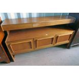 TEAK SIDEBOARD BY A.H. MCINTOSH, KIRKCALDY WITH 3 FRIEZE DRAWERS OVER 3 PANEL DOORS.