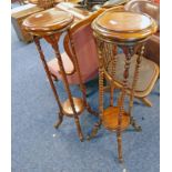 PAIR HARDWOOD POT STANDS WITH TURNED COLUMNS 101 CM TALL Condition Report: One is