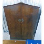 20TH CENTURY WALNUT 2 DOOR WARDROBE ON QUEEN ANNE SUPPORTS