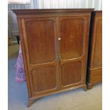 EARLY 20TH CENTURY MAHOGANY 2 DOOR WARDROBE ON BRACKET SUPPORTS Condition Report: