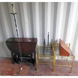 METAL STANDARD LAMP, DROP LEAF TABLE,