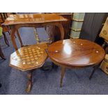 20TH CENTURY MAHOGANY TABLE WITH SHAPED SUPPORTS - LENGTH 75CM ,