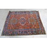 MIDDLE EASTERN BLUE & RED PATTERN RUG 195CM x 140CM