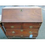 19TH CENTURY MAHOGANY BOMBE BUREAU WITH FALL FRONT OVER 2 SHORT & 2 LONG DRAWERS ON BRACKET