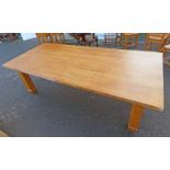 OAK RECTANGULAR TABLE ON SQUARE SUPPORTS . WIDTH 108 CM .