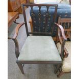 19TH CENTURY MAHOGANY OPEN ARMCHAIR ON SQUARE SUPPORTS