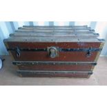 WOOD AND METAL BOUND TRUNK.