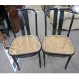 PAIR OF EBONISED BENTWOOD CHAIRS WITH BERGERE SEATS