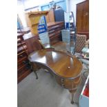 20TH CENTURY WALNUT DRESSING TABLE WITH 5 DRAWERS & QUEEN ANNE SUPPORTS