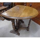 OAK DROP LEAF COFFEE TABLE WITH TURNED SUPPORTS 50 CM TALL