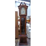 MAHOGANY CASED LONG CASE CLOCK WITH BRASS & SILVERED DIAL