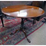 MAHOGANY CIRCULAR TABLE ON CENTRE COLUMN WITH 3 SPREADING SUPPORTS Condition Report: