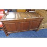 19TH CENTURY OAK TRIPLE PANEL COFFER Condition Report: Top right panel to lid is