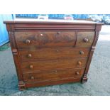 19TH CENTURY MAHOGANY CHEST OF 3 DEEP OVER 3 LONG DRAWERS 119CM TALL Condition Report: