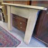 PINE FIRE SURROUND 115CM TALL Condition Report: The dimensions for this lot