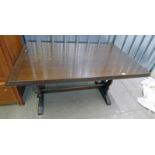 20TH CENTURY OAK REFECTORY PULL-OUT DINING TABLE,