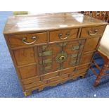 ORIENTAL CABINET WITH DRAWER & PANEL DOORS.