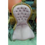 19TH CENTURY MAHOGANY BUTTON BACK NURSING CHAIR ON CABRIOLE SUPPORTS