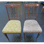 PAIR OF LATE 19TH CENTURY HAND CHAIRS WITH INLAID DECORATION 92CM TALL