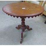 19TH CENTURY MAHOGANY WINE TABLE WITH TURNED COLUMN 61CM TALL Condition Report: Top
