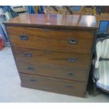 19TH CENTURY MAHOGANY CHEST OF 4 DRAWERS WITH INSET BRASS HANDLES Condition Report: