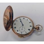 9CT GOLD QUARTER REPEATING HUNTER CASED POCKET WATCH WITH WHITE ENAMEL DIAL - 100G