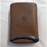 LEATHER SILVER MOUNTED CASE WITH CROWN EMBOSSED,