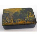 EARLY 19TH CENTURY STOBWASSER LACQUER SNUFF BOX CHEMIN A INTERLACKEN - 9CM WIDE Condition