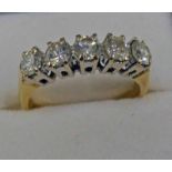 18CT GOLD 5 - STONE DIAMOND SET RING APPROX 1.