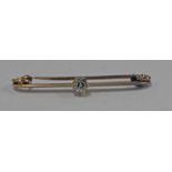 EARLY 20TH CENTURY DIAMOND SET BAR BROOCH, THE OLD-CUT DIAMOND APPROX. 0.