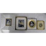 4 MINIATURES OF 18TH CENTURY LADIES