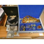 JEWELLERY BOX , VARIOUS NECKLACES, SEIKO WATCH,