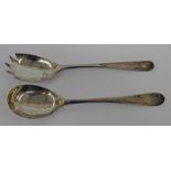 PAIR OF 18TH CENTURY SILVER SALAD SERVERS,