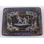 19TH CENTURY MOTHER OF PEARL & GOLD INLAID TORTOISESHELL SNUFF BOX,