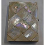 19TH CENTURY MOTHER OF PEARL CARD CASE Condition Report: Lock catch doesn't work,
