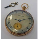 EARLY 19TH CENTURY CONTINENTAL GOLD OPEN FACE QUARTER REPEATING POCKET WATCH WITH SUBSIDIARY