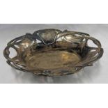 ART NOUVEAU SILVER OVAL DISH WITH PIERCED STYLISED BORDER MARPLES & CO LONDON 1903 - 15CM LONG