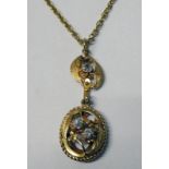 DIAMOND SET PENDANT ON FINE CHAIN MARKED 9CT - TOTAL WEIGHT: 6.