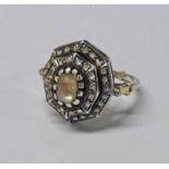 EARLY 19TH CENTURY ROSE CUT DIAMOND SET RING Condition Report: Hoop is bent,