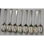SET OF 8 18TH CENTURY SCOTTISH PROVINCIAL SILVER TABLESPOONS BY WILLIAM SCOTT DUNDEE CIRCA 1780