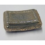 SILVER SNUFF BOX OF CURVED FORM WITH FLORAL DECORATION & GILDED INTERIOR BIRMINGHAM 1818 BY JOHN